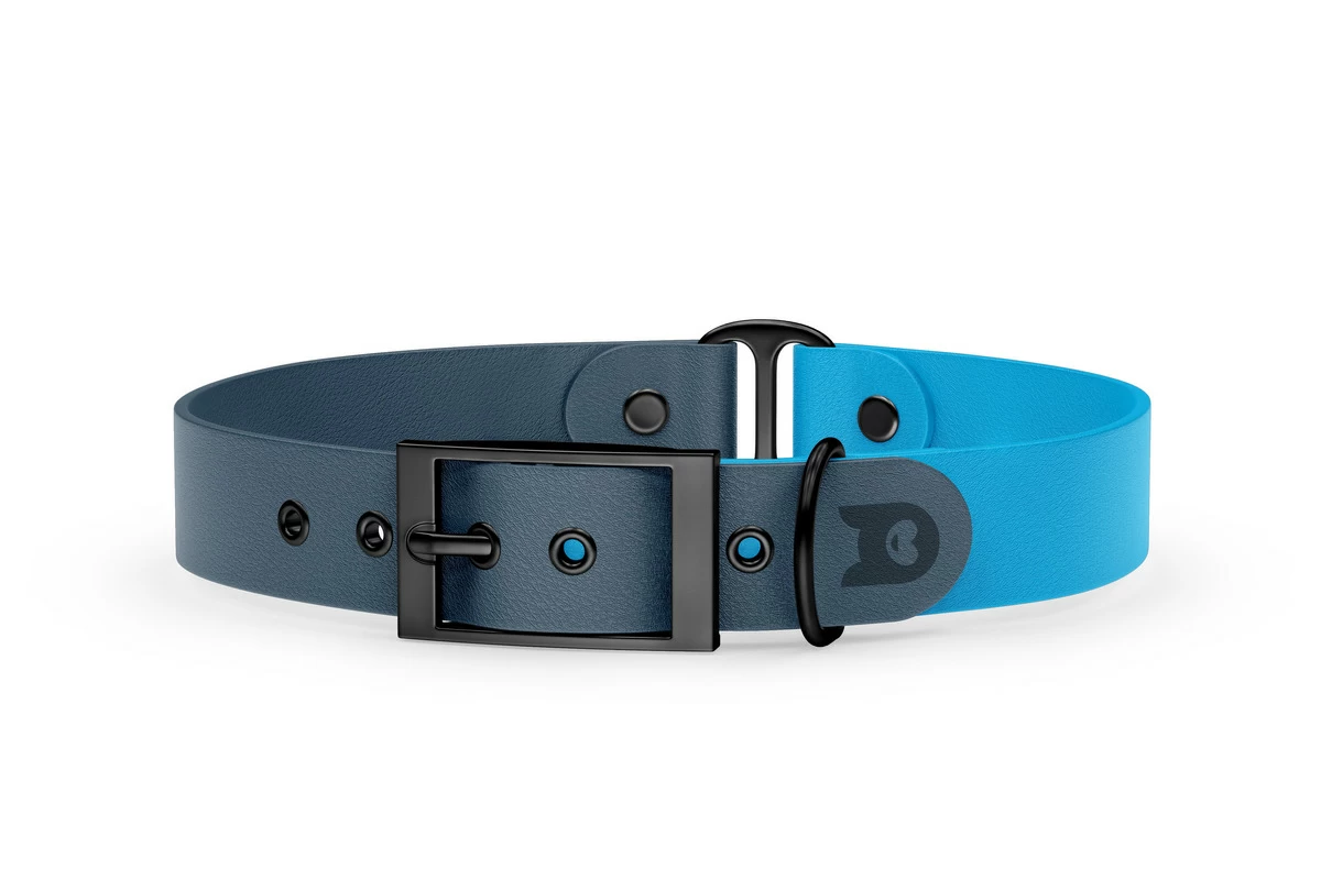 Dog Collar Duo: Petrol & Light blue with Black