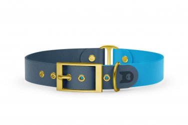 Dog Collar Duo: Petrol & Light blue with Gold