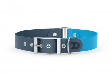 Dog Collar Duo: Petrol & Light blue with Silver
