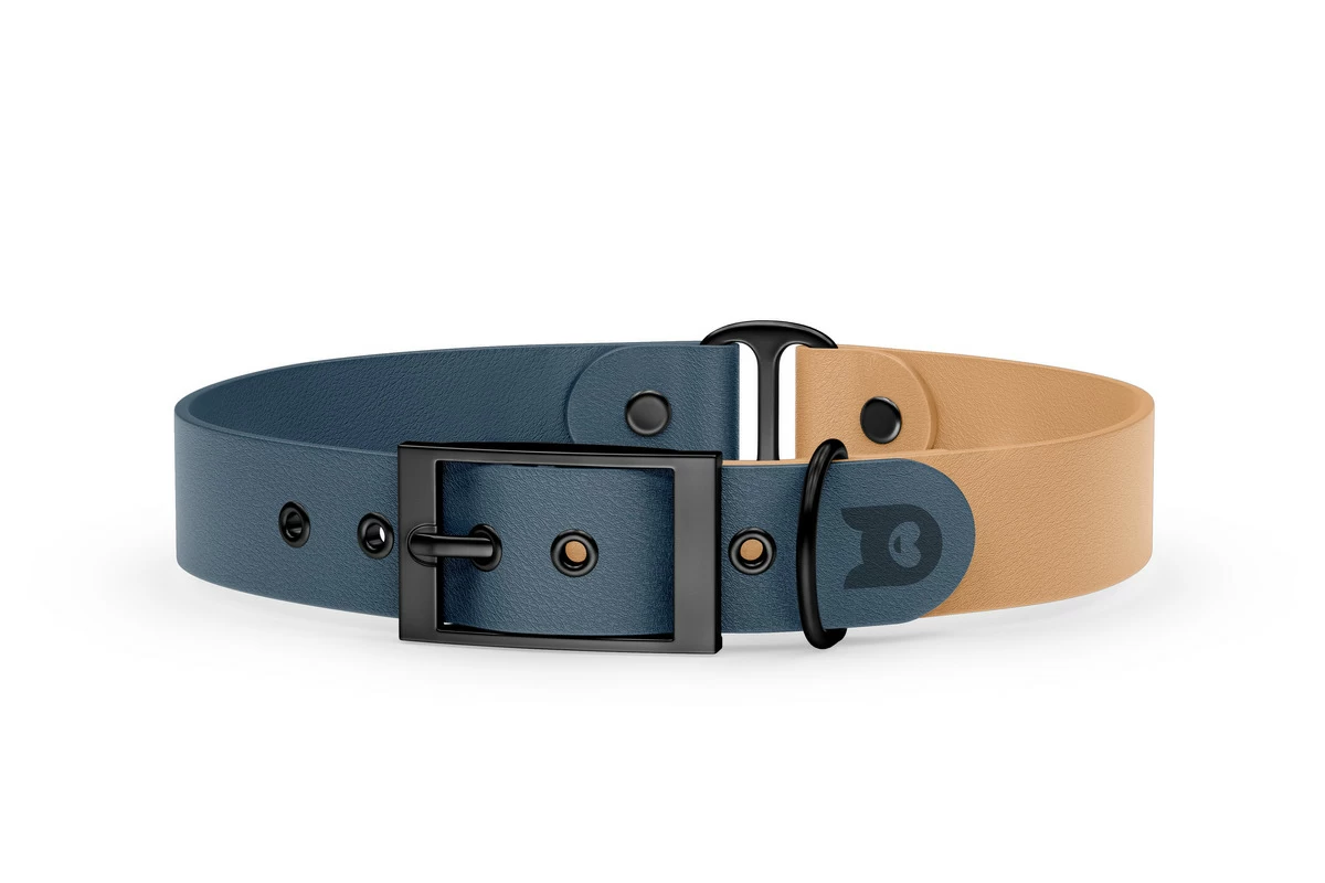 Dog Collar Duo: Petrol & Light brown with Black