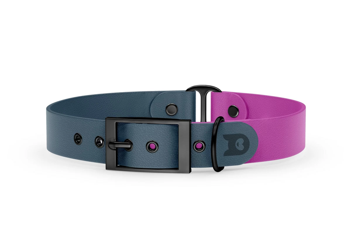 Dog Collar Duo: Petrol & Light purple with Black