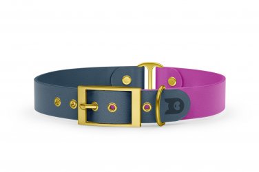 Dog Collar Duo: Petrol & Light purple with Gold