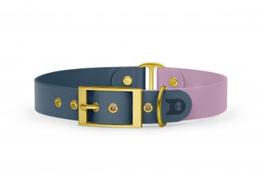 Dog Collar Duo: Petrol & Lilac with Gold