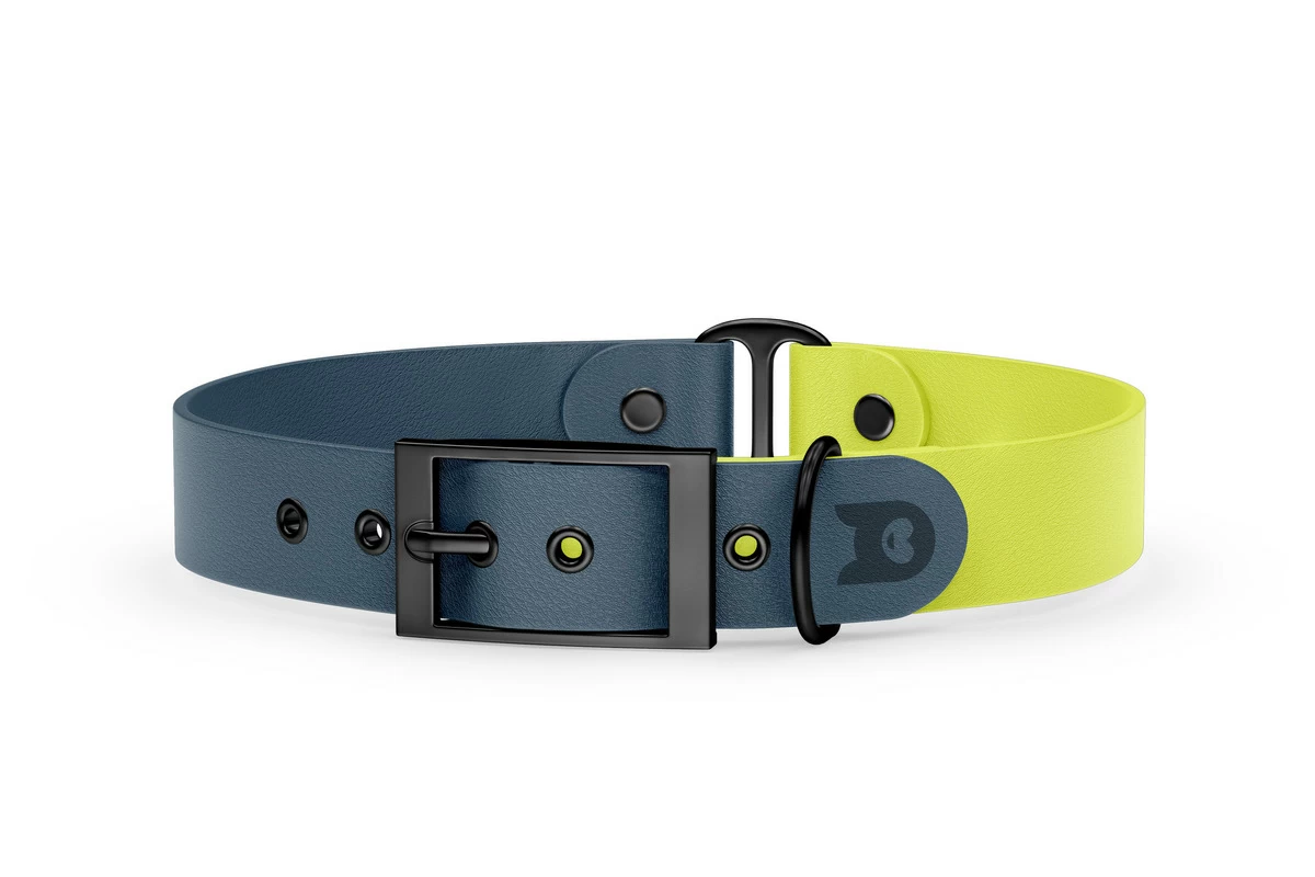 Dog Collar Duo: Petrol & Neon yellow with Black