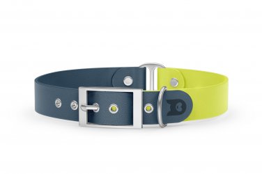 Dog Collar Duo: Petrol & Neon yellow with Silver