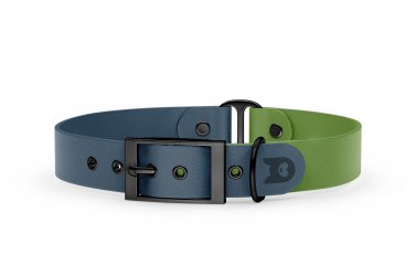 Dog Collar Duo: Petrol & Olive with Black