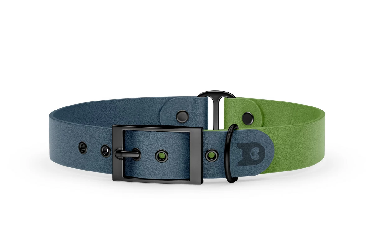 Dog Collar Duo: Petrol & Olive with Black