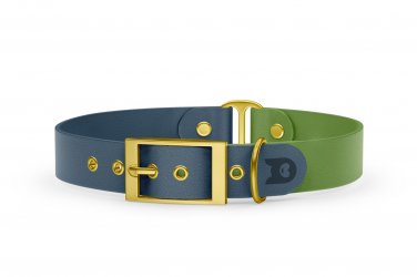 Dog Collar Duo: Petrol & Olive with Gold
