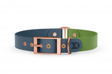 Dog Collar Duo: Petrol & Olive with Rosegold