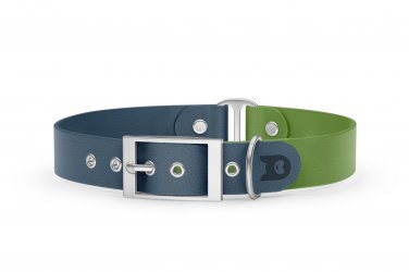 Dog Collar Duo: Petrol & Olive with Silver