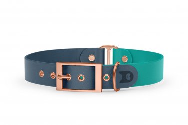 Dog Collar Duo: Petrol & Pastel green with Rosegold