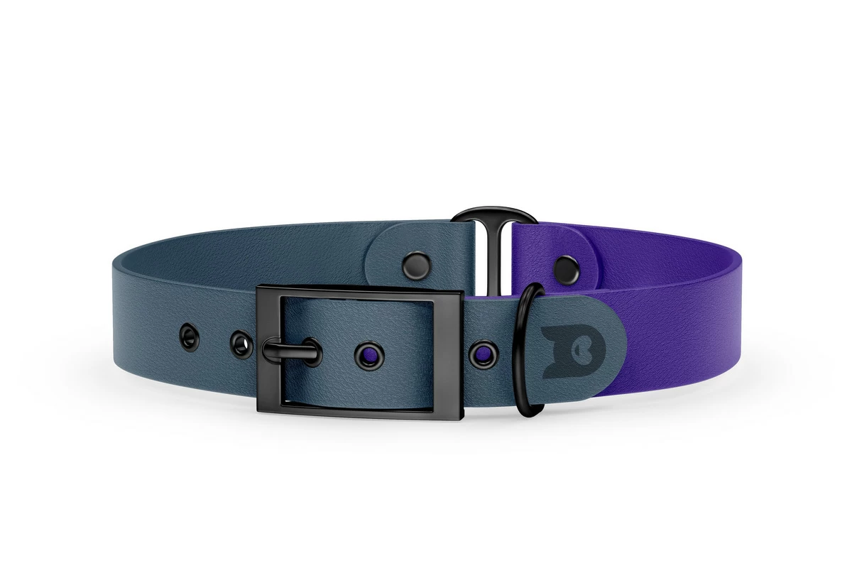 Dog Collar Duo: Petrol & Purple with Black