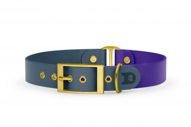Dog Collar Duo: Petrol & Purple with Gold