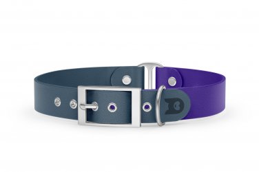 Dog Collar Duo: Petrol & Purple with Silver