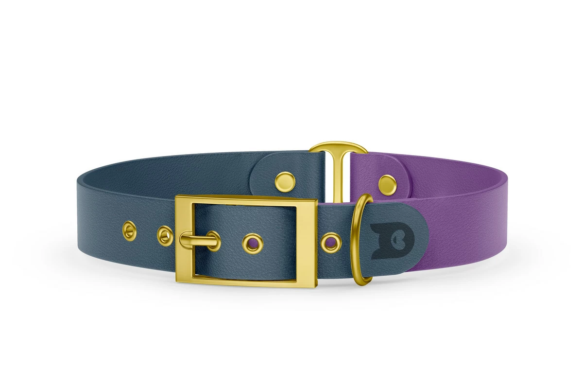 Dog Collar Duo: Petrol & Purpur with Gold