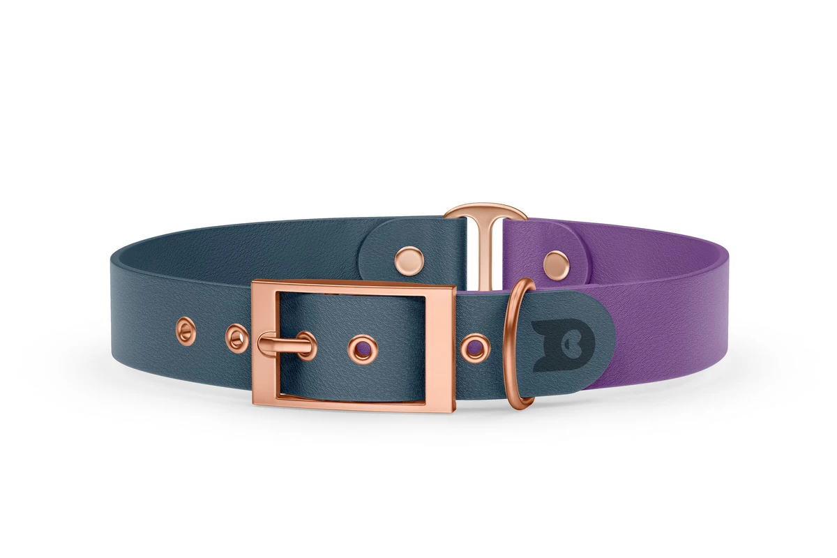 Dog Collar Duo: Petrol & Purpur with Rosegold