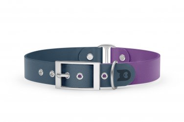 Dog Collar Duo: Petrol & Purpur with Silver