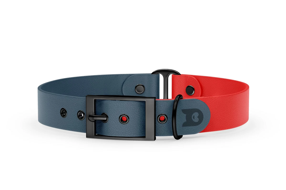 Dog Collar Duo: Petrol & Red with Black
