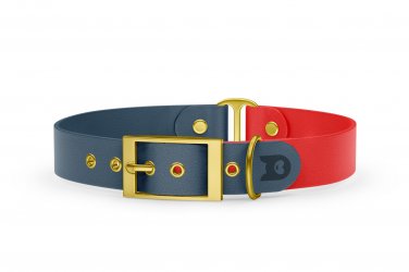 Dog Collar Duo: Petrol & Red with Gold