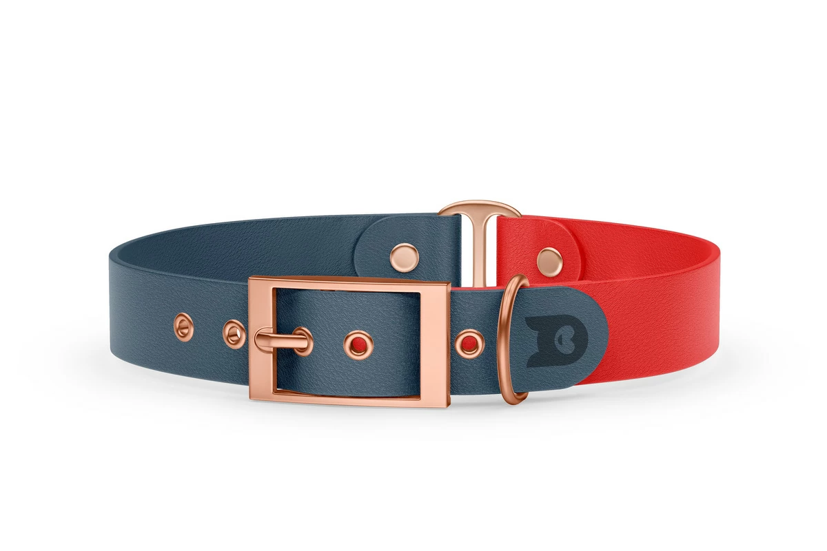 Dog Collar Duo: Petrol & Red with Rosegold