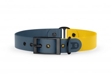 Dog Collar Duo: Petrol & Yellow with Black