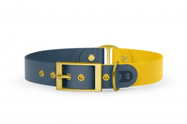 Dog Collar Duo: Petrol & Yellow with Gold
