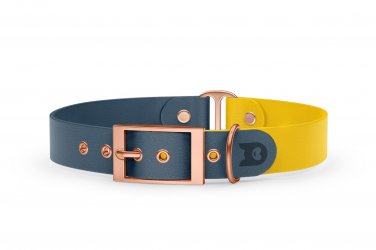 Dog Collar Duo: Petrol & Yellow with Rosegold