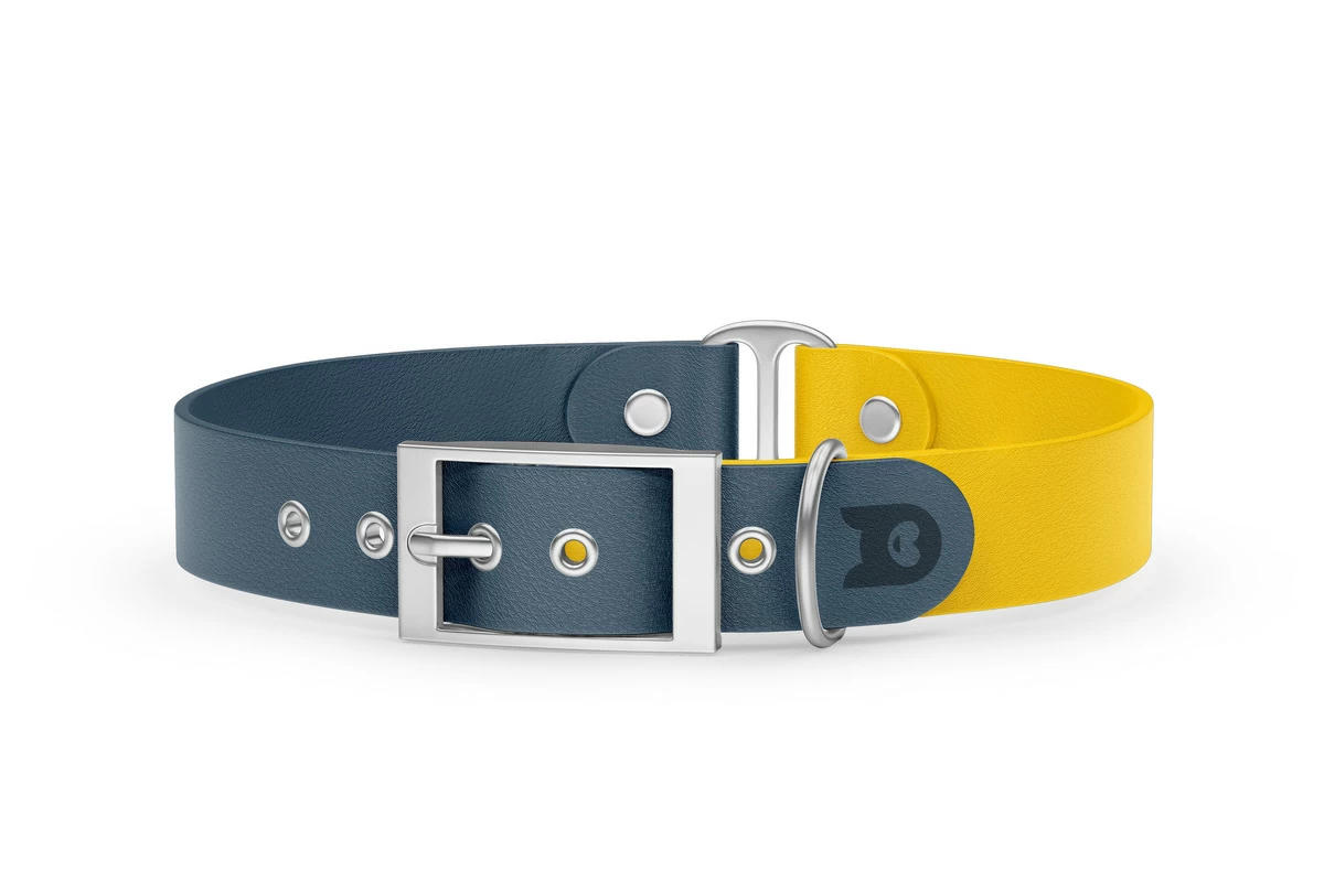 Dog Collar Duo: Petrol & Yellow with Silver