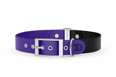 Dog Collar Duo: Purple & Black with Silver