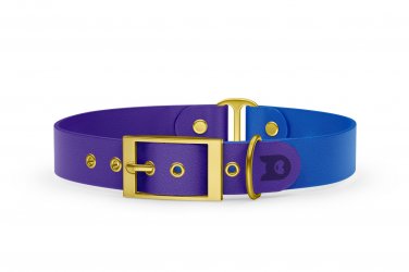 Dog Collar Duo: Purple & Blue with Gold