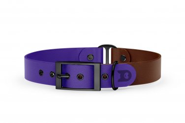 Dog Collar Duo: Purple & Dark brown with Black