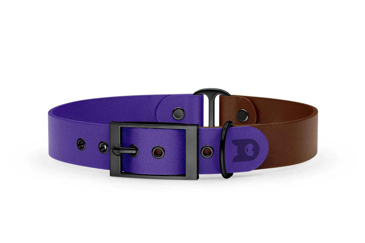 Dog Collar Duo: Purple & Dark brown with Black