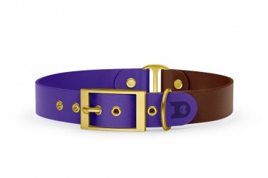 Dog Collar Duo: Purple & Dark brown with Gold