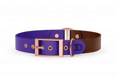 Dog Collar Duo: Purple & Dark brown with Rosegold