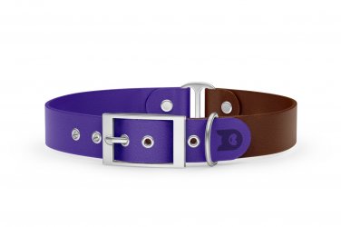 Dog Collar Duo: Purple & Dark brown with Silver