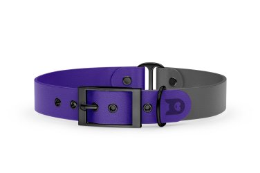 Dog Collar Duo: Purple & Gray with Black