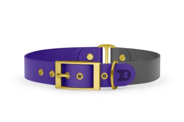 Dog Collar Duo: Purple & Gray with Gold