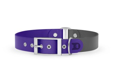 Dog Collar Duo: Purple & Gray with Silver