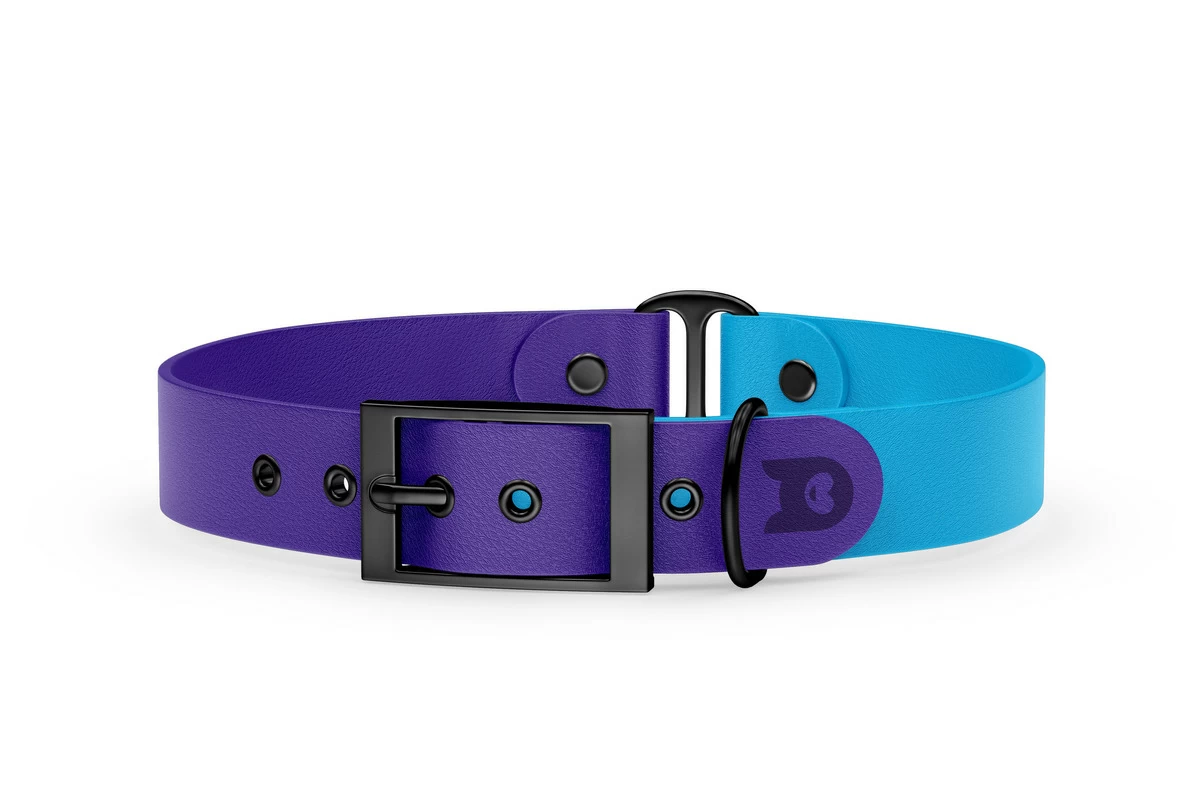 Dog Collar Duo: Purple & Light blue with Black