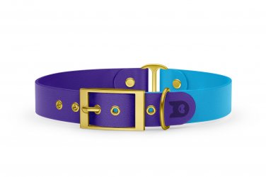 Dog Collar Duo: Purple & Light blue with Gold