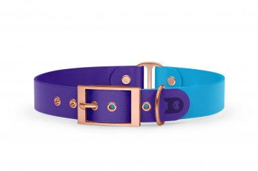 Dog Collar Duo: Purple & Light blue with Rosegold