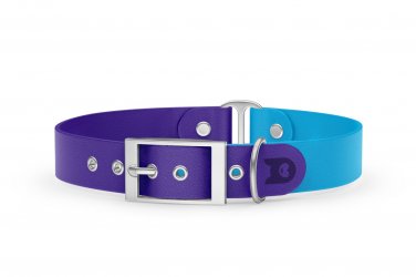 Dog Collar Duo: Purple & Light blue with Silver