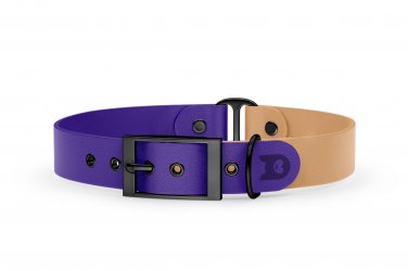 Dog Collar Duo: Purple & Light brown with Black