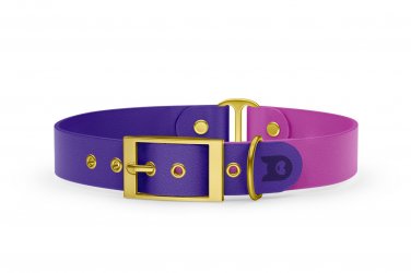 Dog Collar Duo: Purple & Light purple with Gold