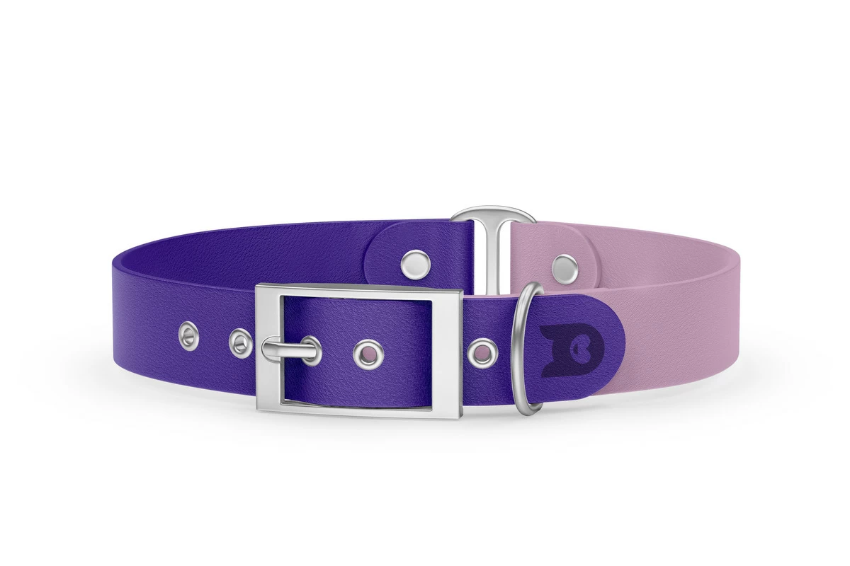 Dog Collar Duo: Purple & Lilac with Silver