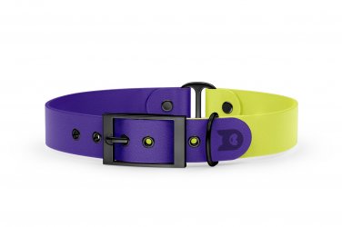 Dog Collar Duo: Purple & Neon yellow with Black