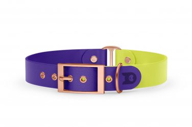 Dog Collar Duo: Purple & Neon yellow with Rosegold