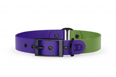 Dog Collar Duo: Purple & Olive with Black