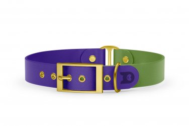 Dog Collar Duo: Purple & Olive with Gold