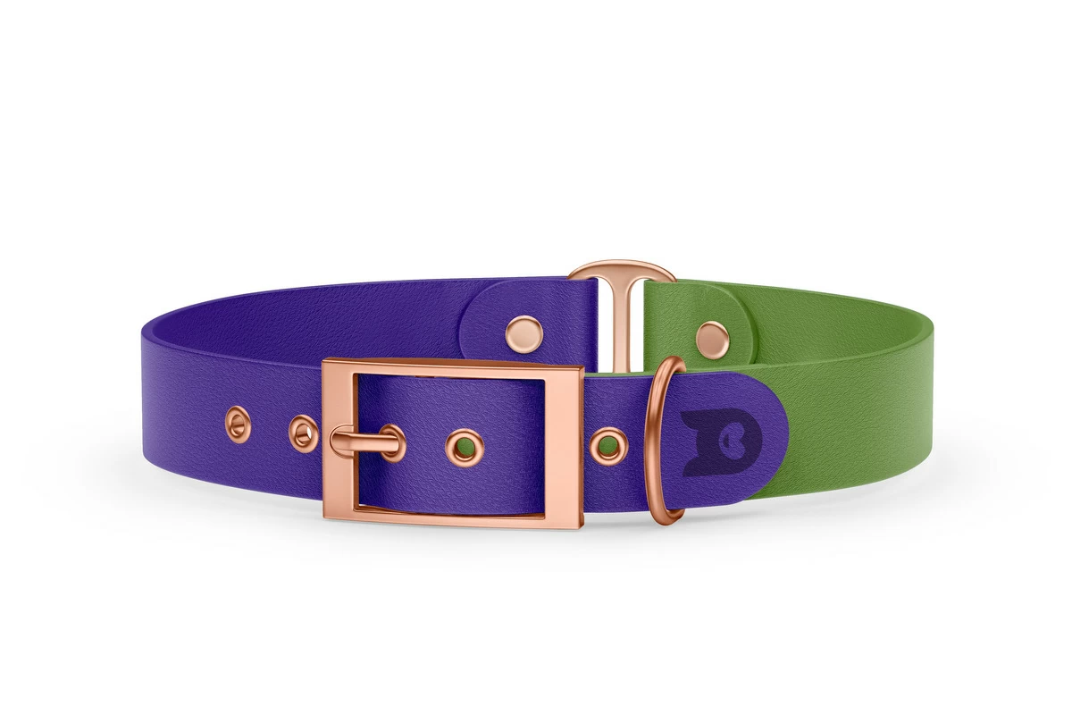 Dog Collar Duo: Purple & Olive with Rosegold